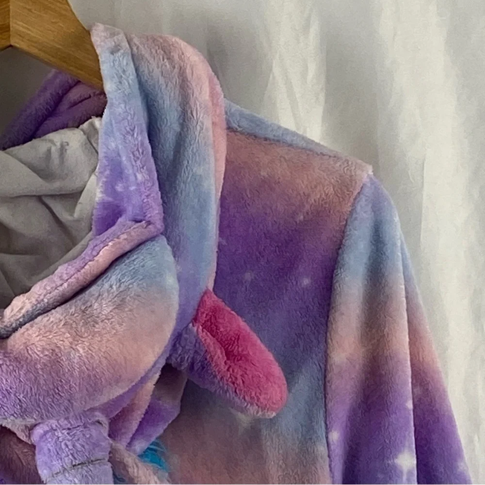 Girl Colorful Unicorn Starry Hooded Onesie Size Medium 7-8
